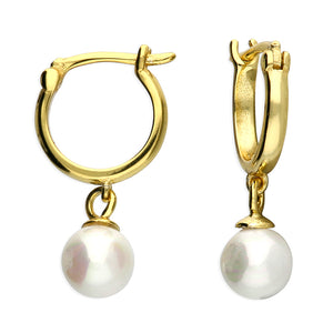 Sterling Silver Gold-plated Faux Pearl Hoop Earrings - More Than Just a Gift | Narborough Hall