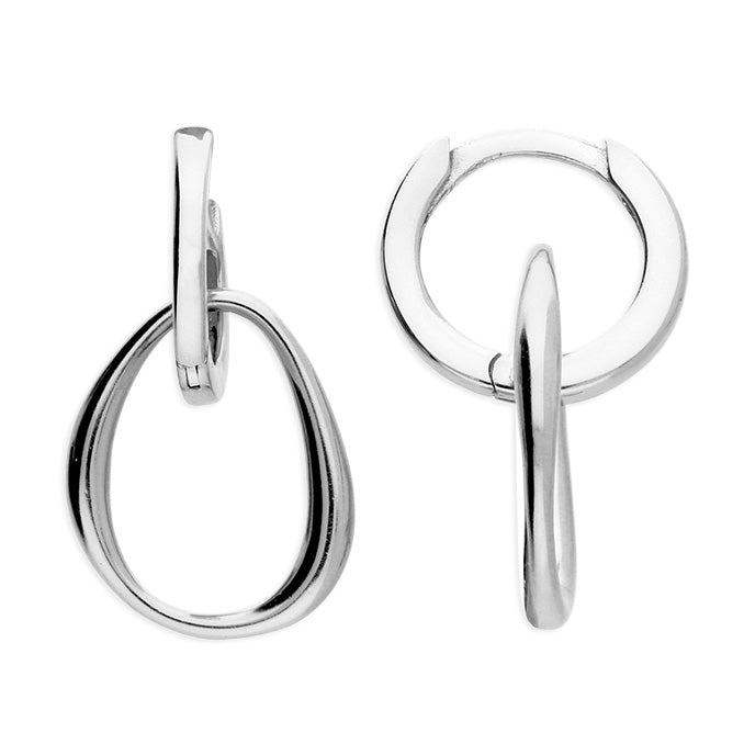 Sterling Silver Organic Charm Huggie Hoop Earrings
