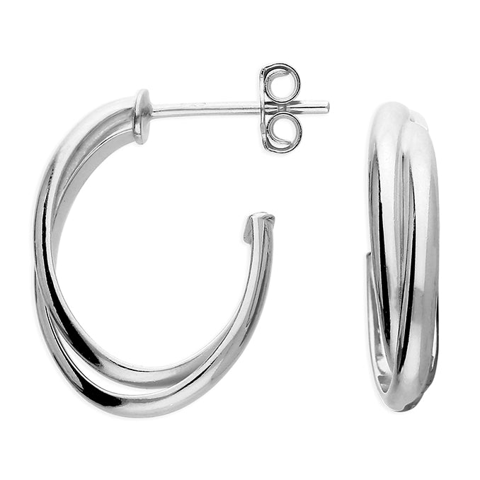 Sterling Silver Russian Hoop Stud Earrings