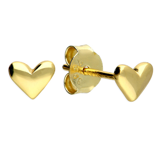 Sterling Silver Gold Heart Stud Earrings