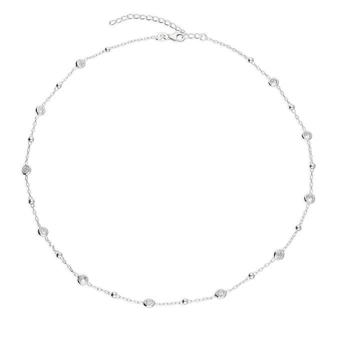 Sterling Silver Cubic Zirconia and Bead Necklace