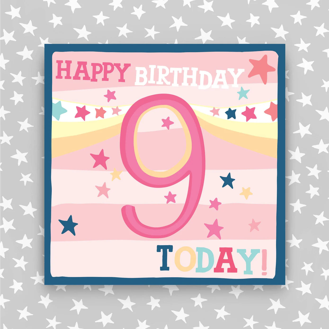 Hip Hip Hooray Girl Aged 9 Birthday Card