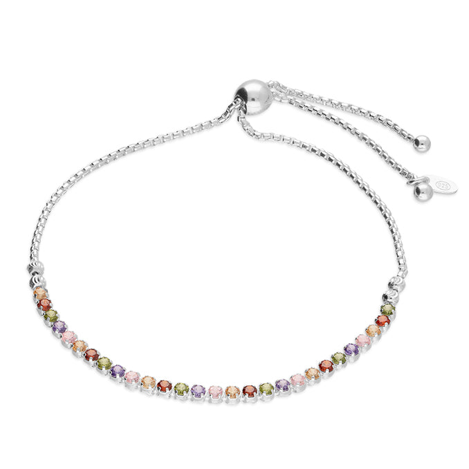 Sterling Silver Rainbow Slider Bracelet - Silver