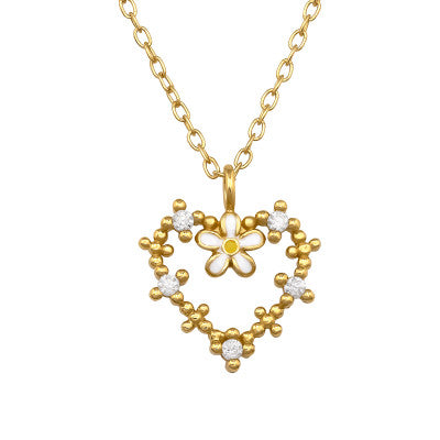 Sterling Silver Gold Plated Daisy Heart Necklace - More Than Just a Gift | Narborough Hall