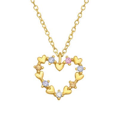 Sterling Silver Gold Plated Multi Coloured Heart Necklace - More Than Just a Gift | Narborough Hall