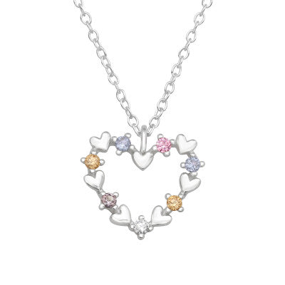 Sterling Silver Multi Coloured Heart Necklace - More Than Just a Gift | Narborough Hall