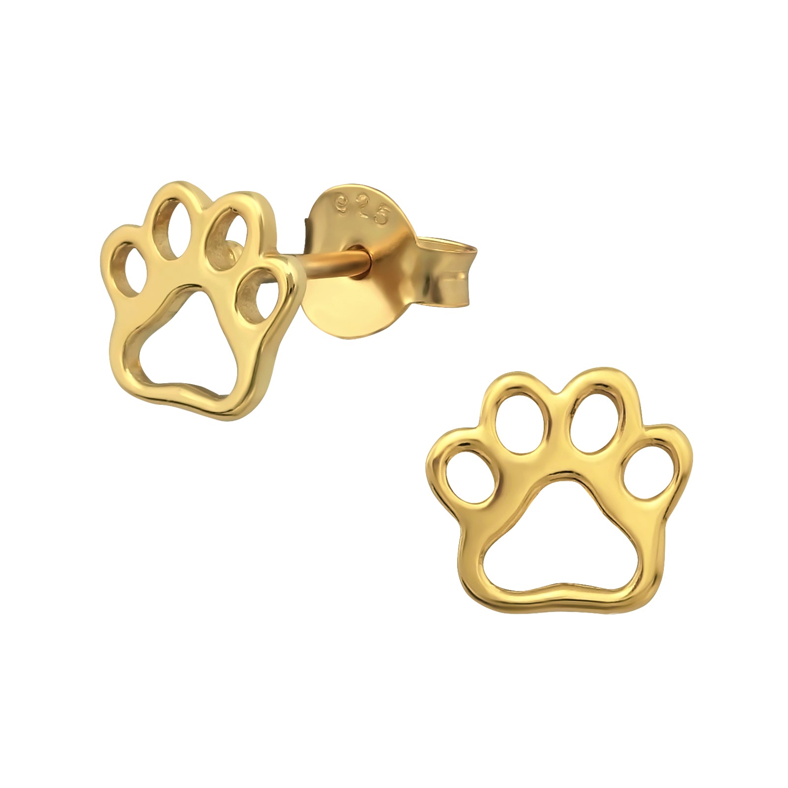 Sterling Silver Gold Plated Paw Print Earrings - More Than Just a Gift | Narborough Hall
