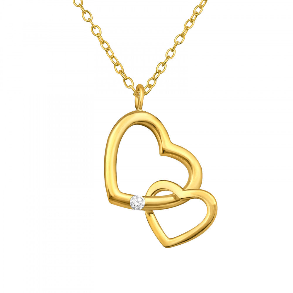Sterling Silver Gold Plated Double Heart Necklace - More Than Just a Gift | Narborough Hall
