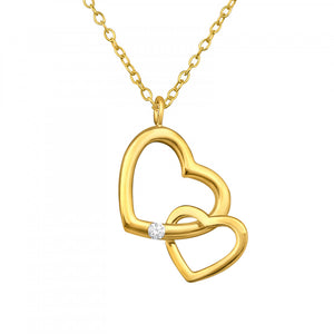 Sterling Silver Gold Plated Double Heart Necklace - More Than Just a Gift | Narborough Hall