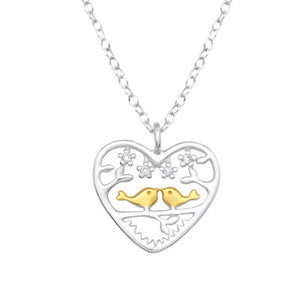 Sterling Silver Lovebirds Heart Necklace - More Than Just a Gift | Narborough Hall