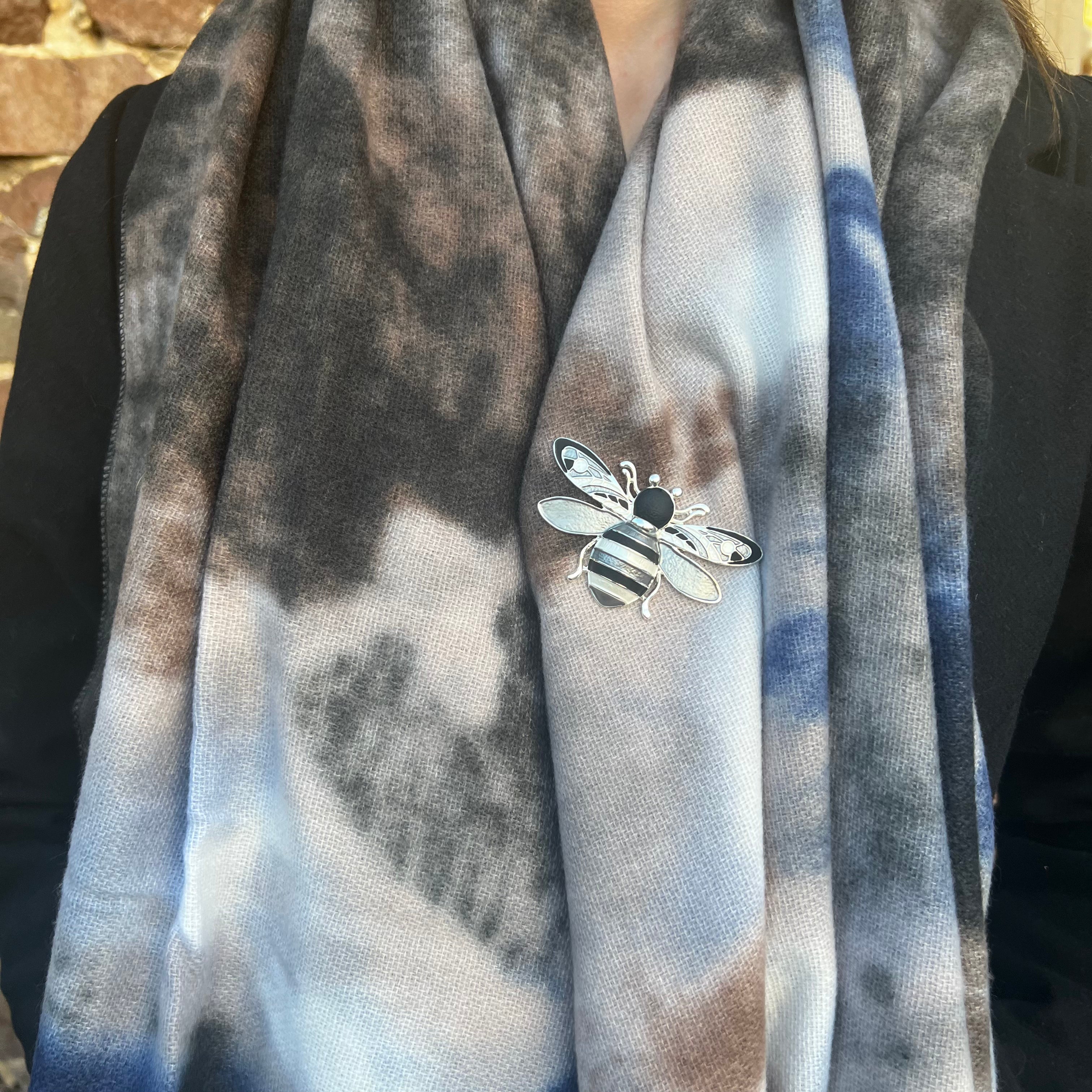Stella Grey & Blue Watercolour Scarf