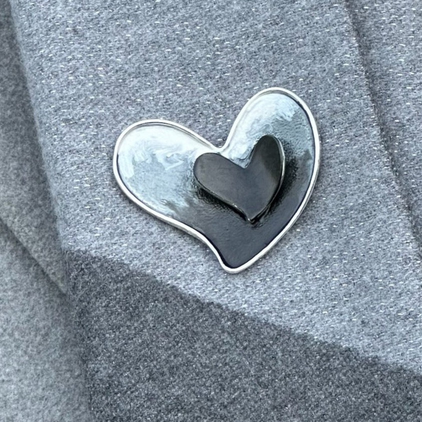 Double Heart Scarf Clip/ Brooch
