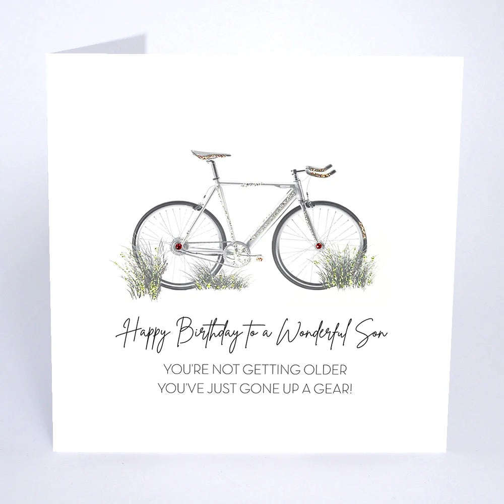 Monochrome Son Going Up a Gear Birthday Card