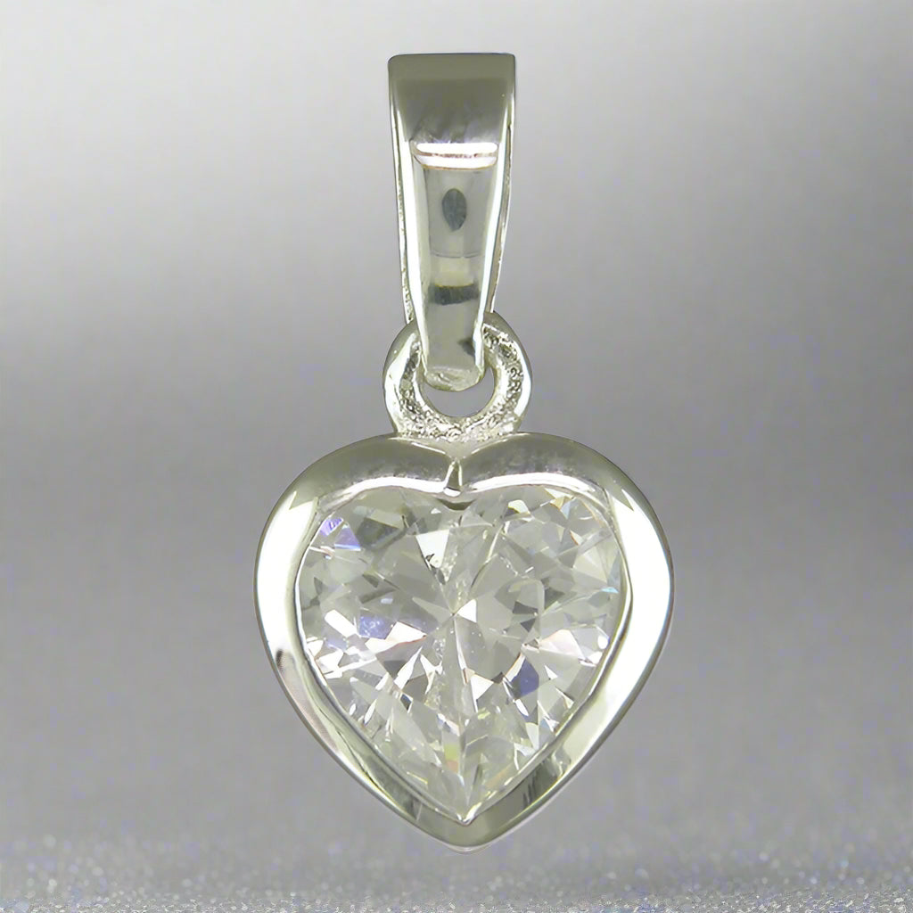 Sterling Silver CZ Heart Necklace
