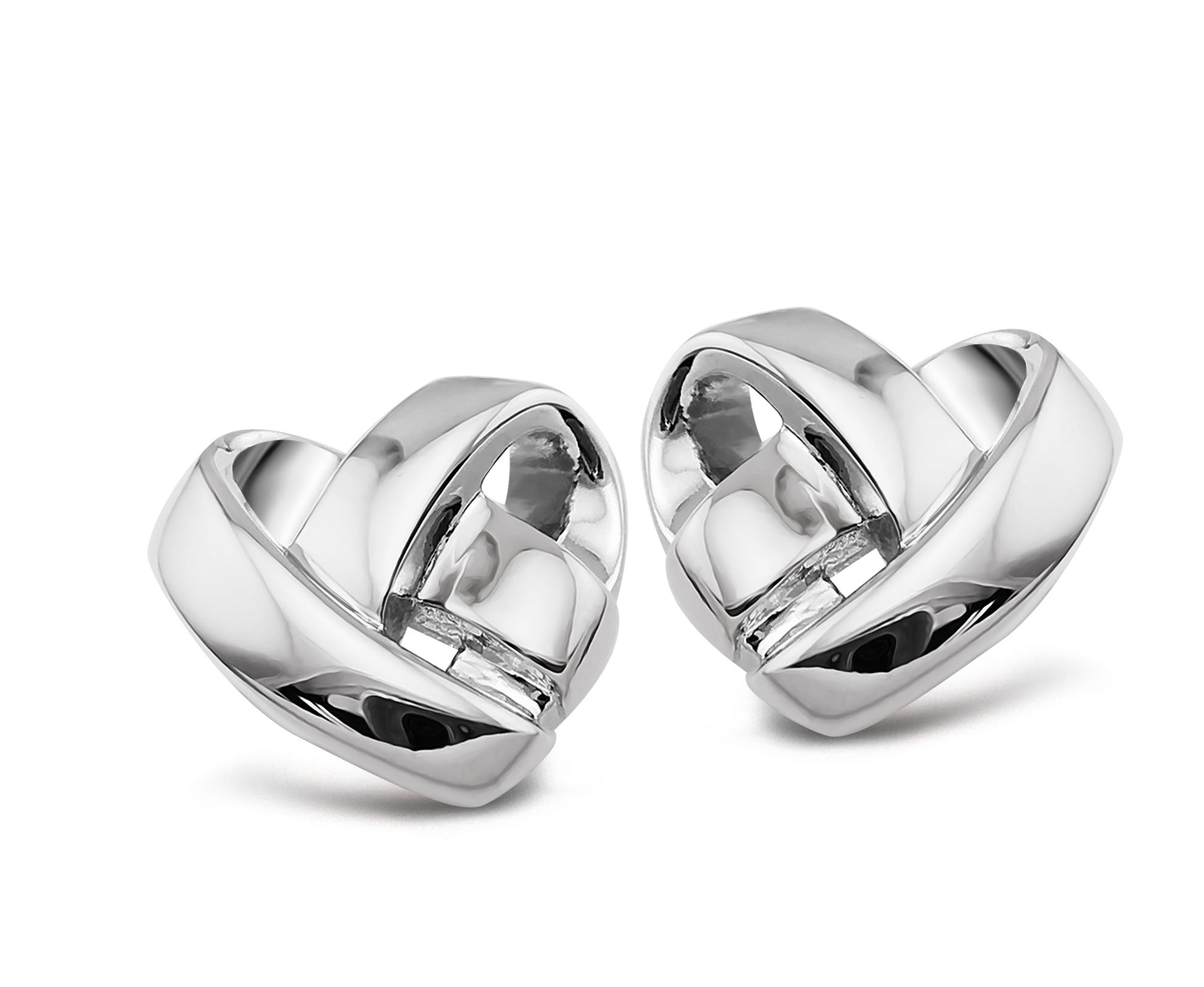 Unique Sterling Silver Woven Heart Stud Earrings