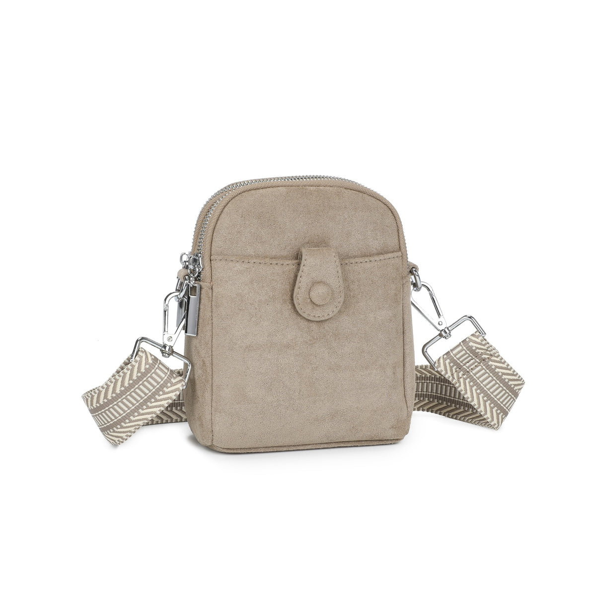 Suede Effect Crossbody Bag – Taupe
