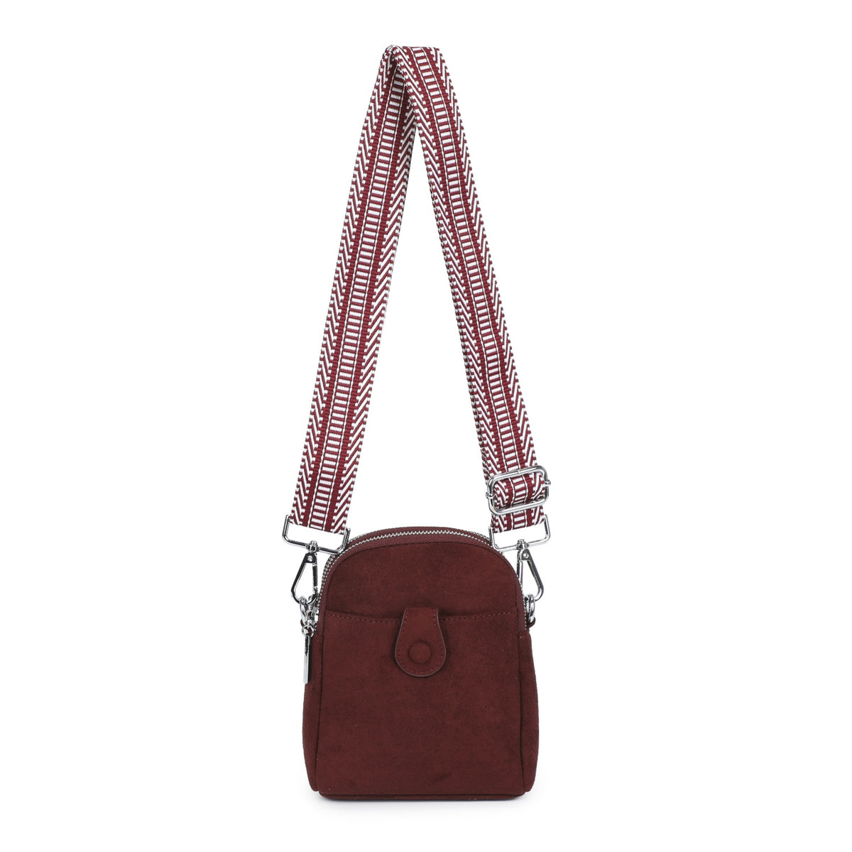 Suede Effect Crossbody Bag – Wine