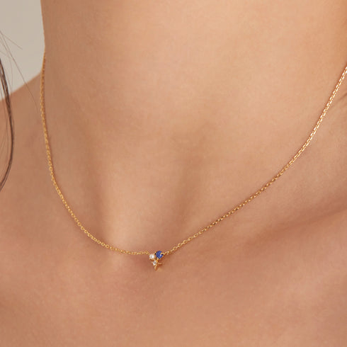 Sterling Silver Gold Lapis Star Necklace