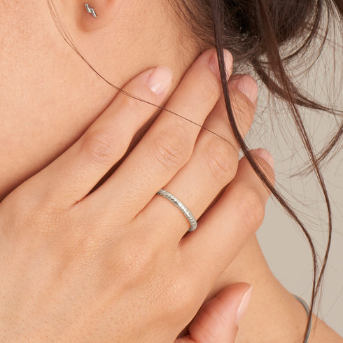 Sterling Silver Silver Smooth Twist Thin Band Adjustable Ring