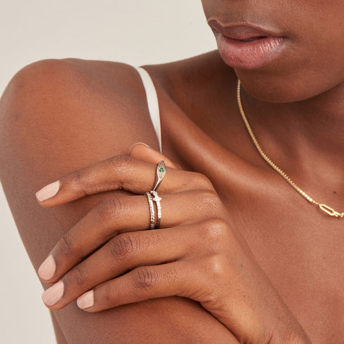 Sterling Silver Silver Smooth Twist Thin Band Adjustable Ring