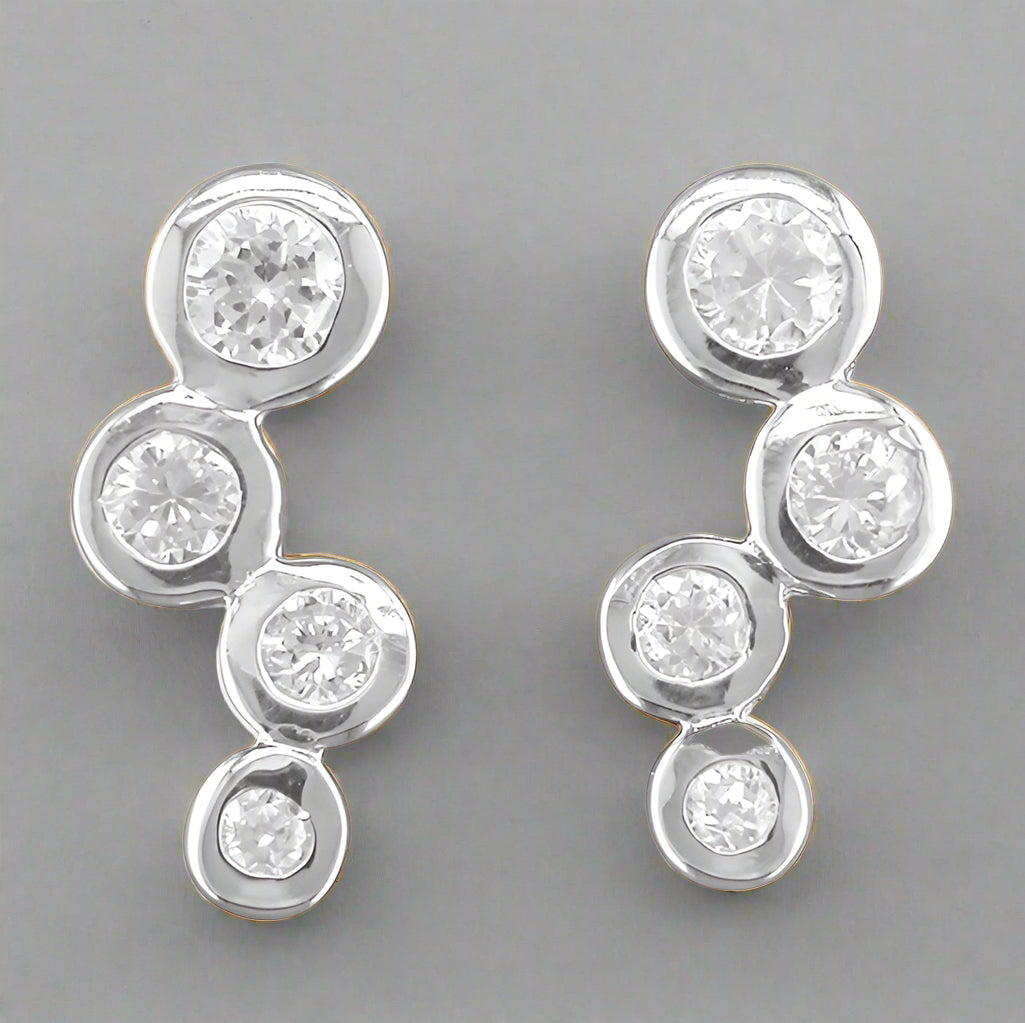 Sterling Silver CZ Constellation Stud Earrings