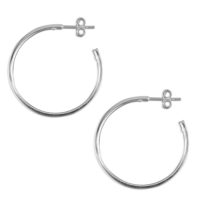 Sterling Silver Large Plain Hoop Stud