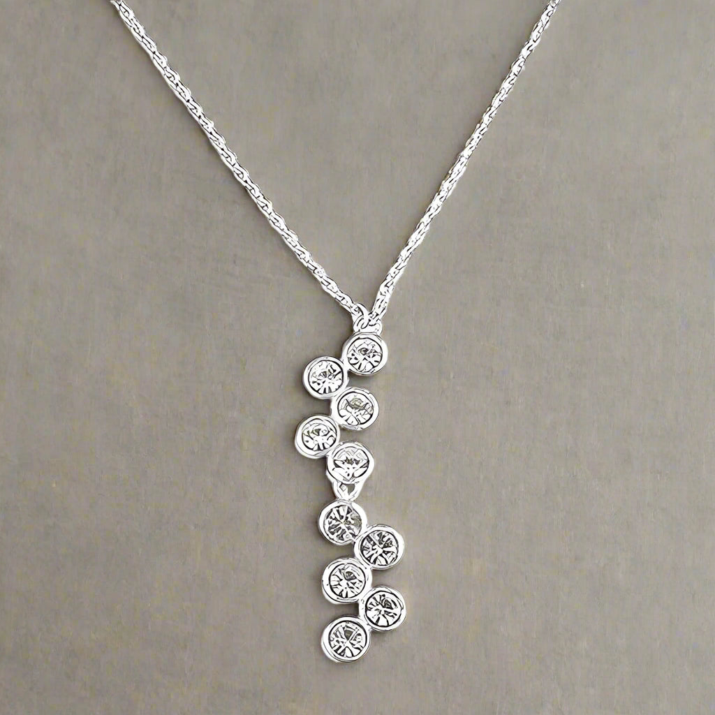 Sterling Silver Crystal Cascade CZ Necklace