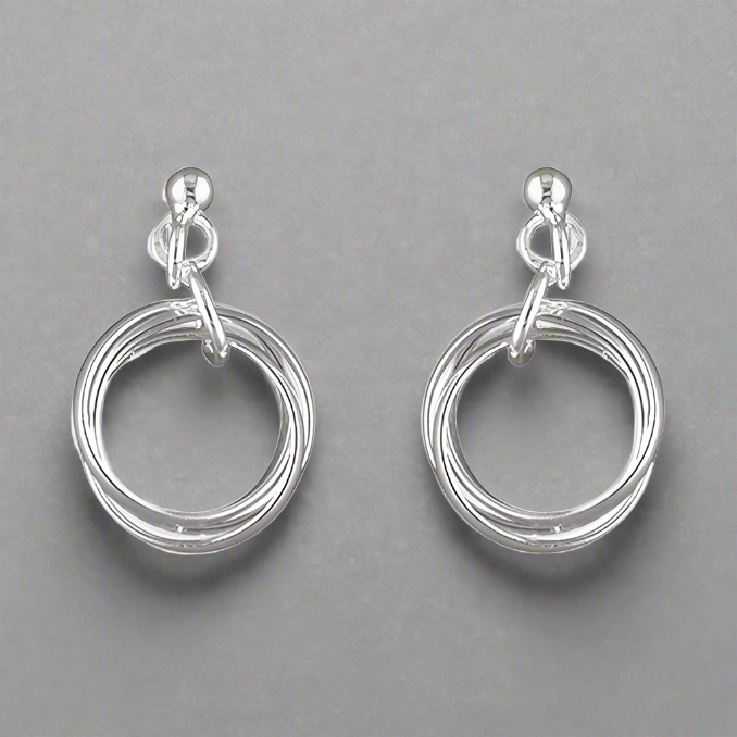 Sterling Silver Russian Wedding Ring Drop Earrings