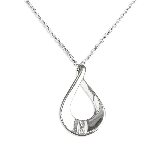 Sterling Silver Twisted Loop CZ Necklace