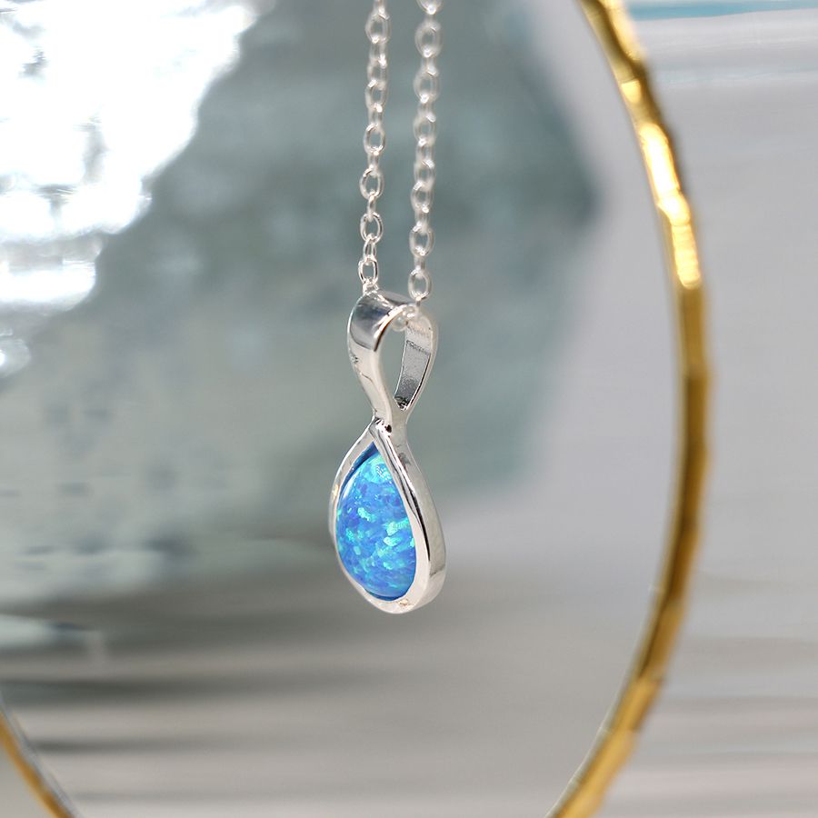 POM Sterling Silver Opal Teardrop Pendant