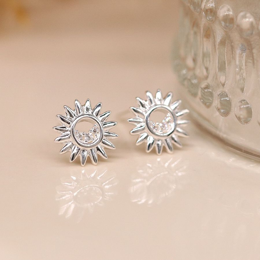 Pom Sterling Silver Starflower and Crystal Stud Earrings