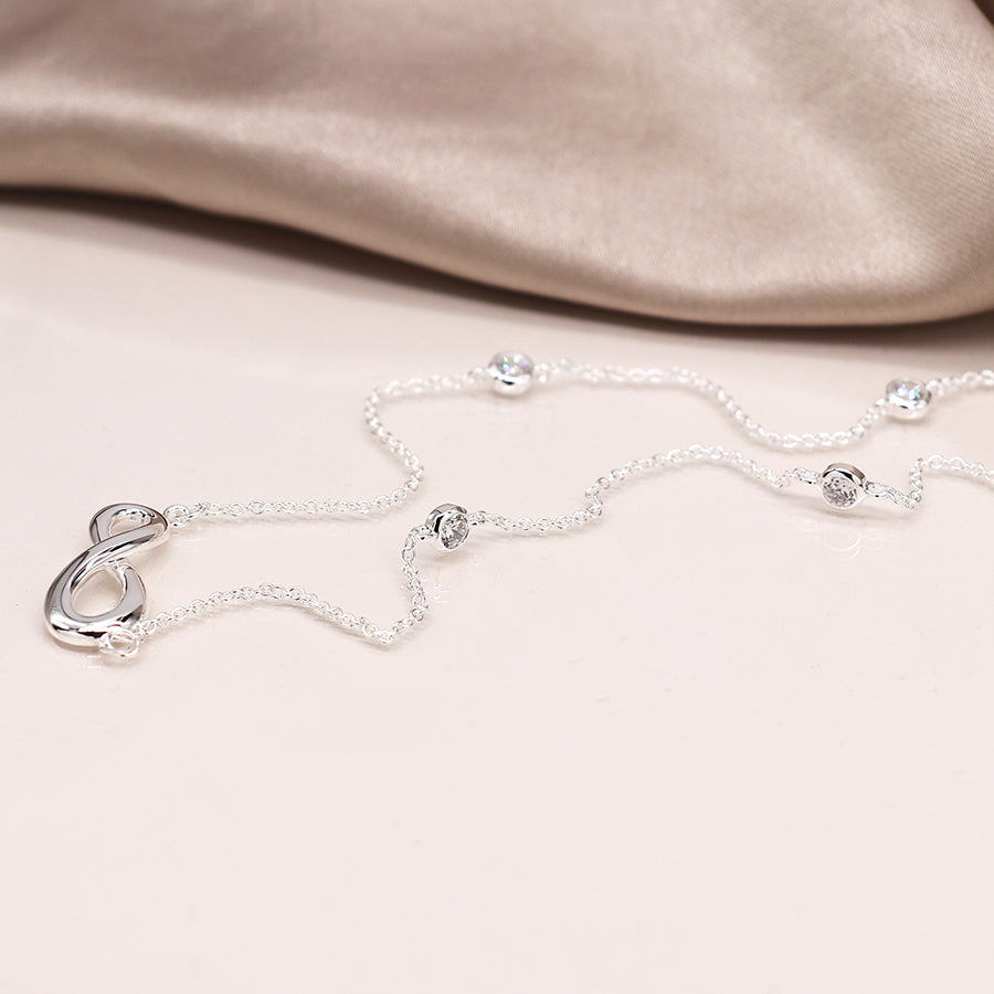 POM Sterling Silver Infinity & CZ Necklace