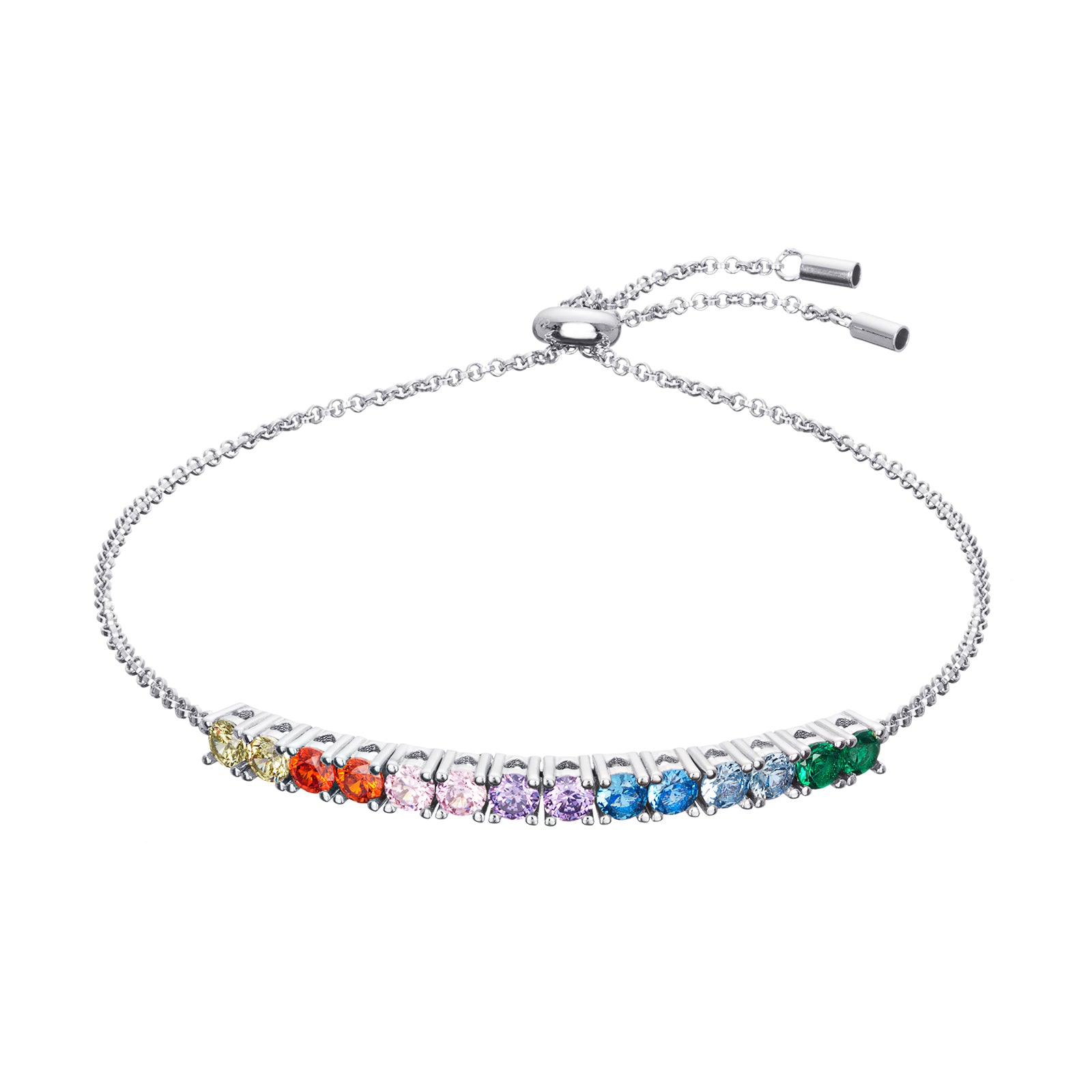 Sterling Silver CZ Multicolour Tennis Bracelet