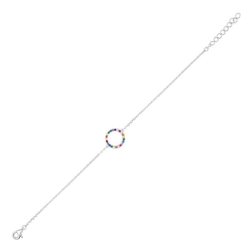 Sterling Silver Multi Colour Circle CZ Bracelet - More Than Just a Gift | Narborough Hall