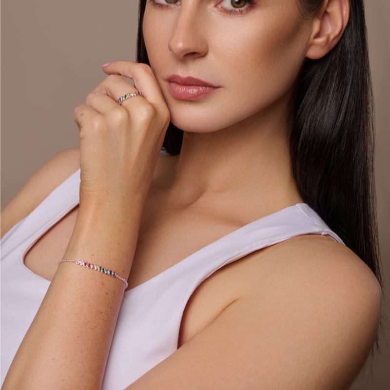 Sterling Silver CZ Multi Coloured Bracelet - More Than Just a Gift | Narborough Hall