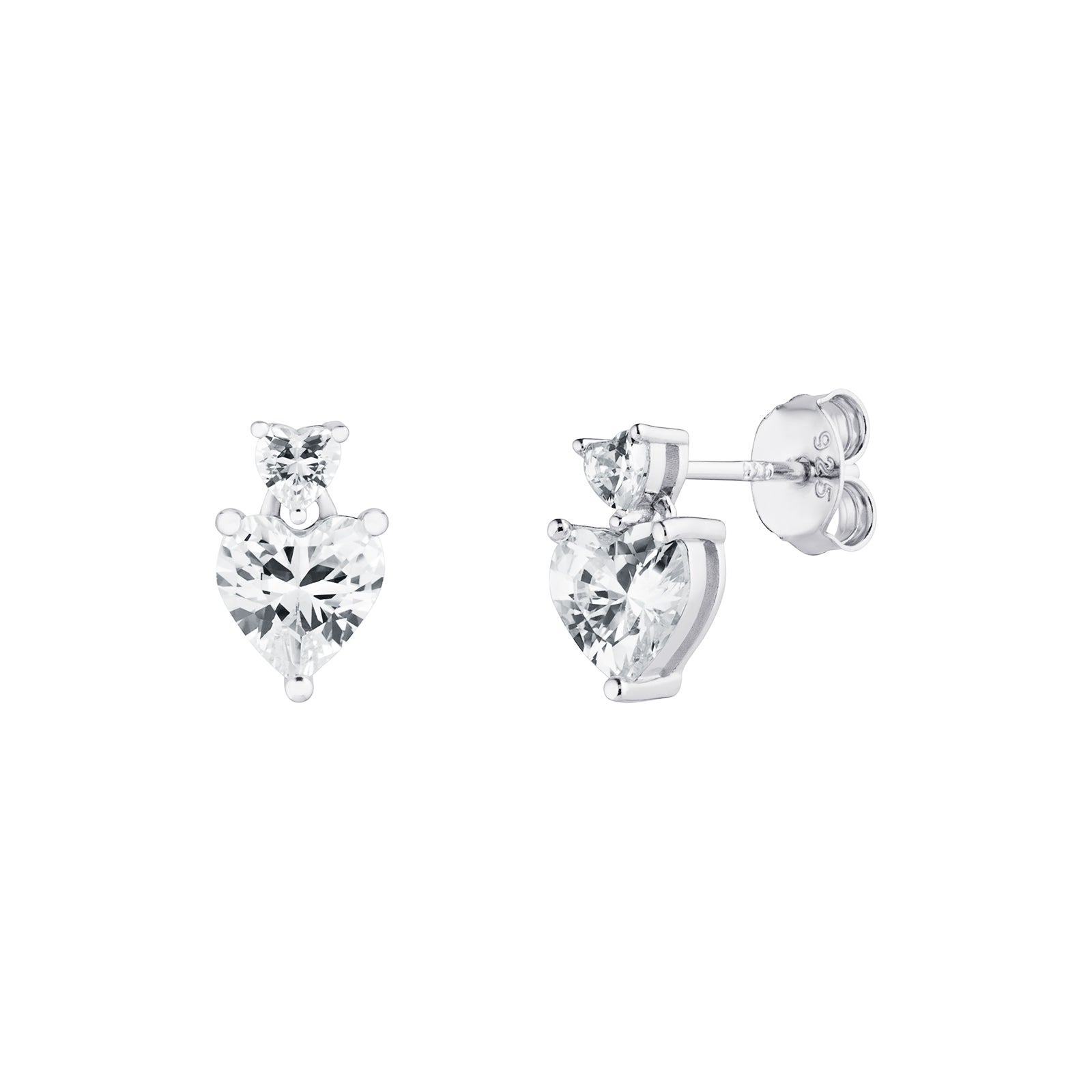 Sterling Silver CZ Double Heart Earrings - More Than Just a Gift | Narborough Hall