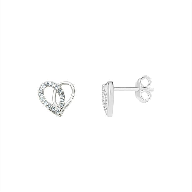 Sterling Silver Intertwined CZ Heart Earrings - More Than Just a Gift | Narborough Hall