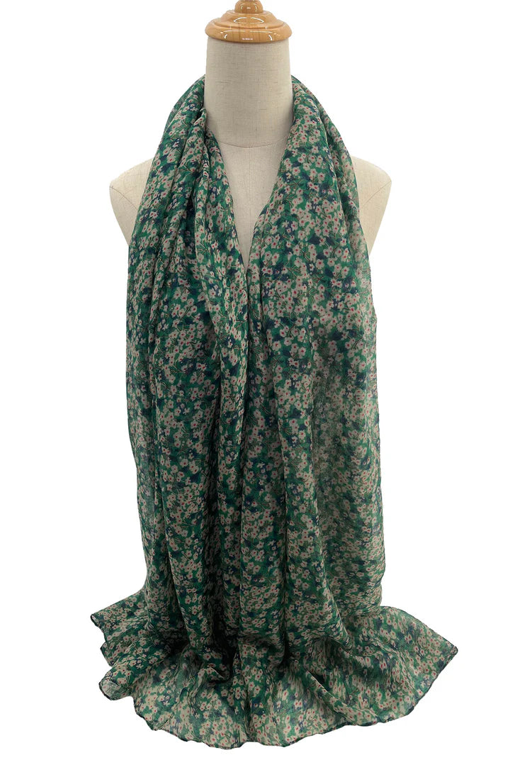 Ditsy Flower Scarf - Green