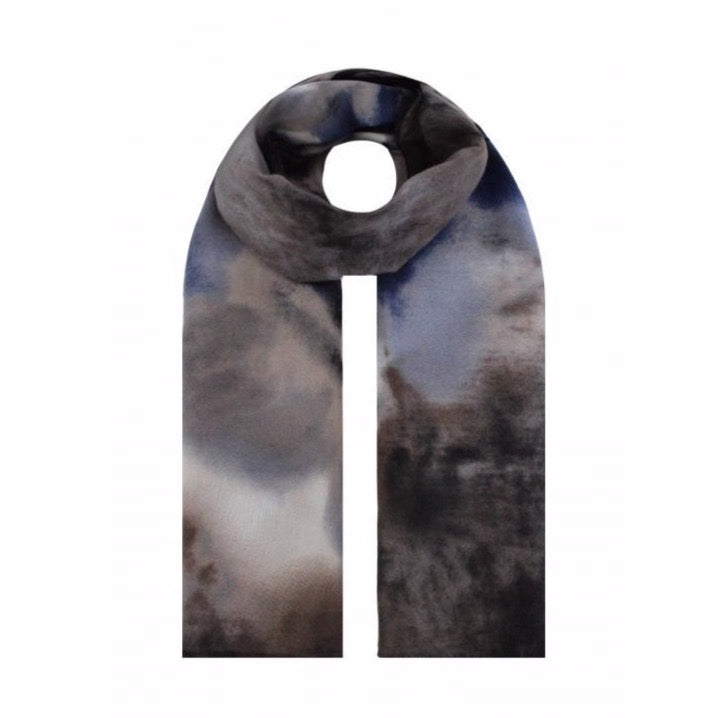Stella Grey & Blue Watercolour Scarf