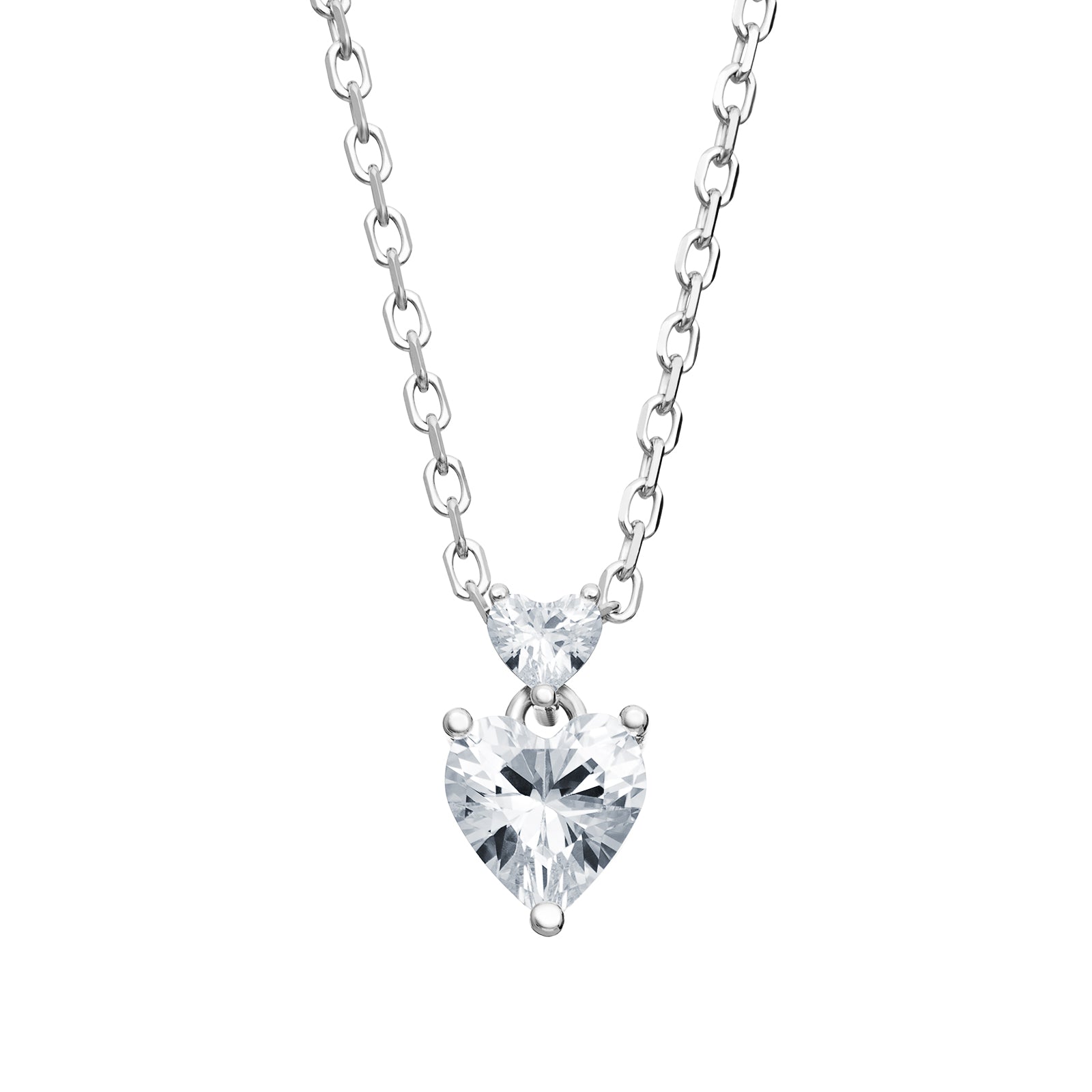 Sterling Silver CZ Double Heart Necklace - More Than Just a Gift | Narborough Hall
