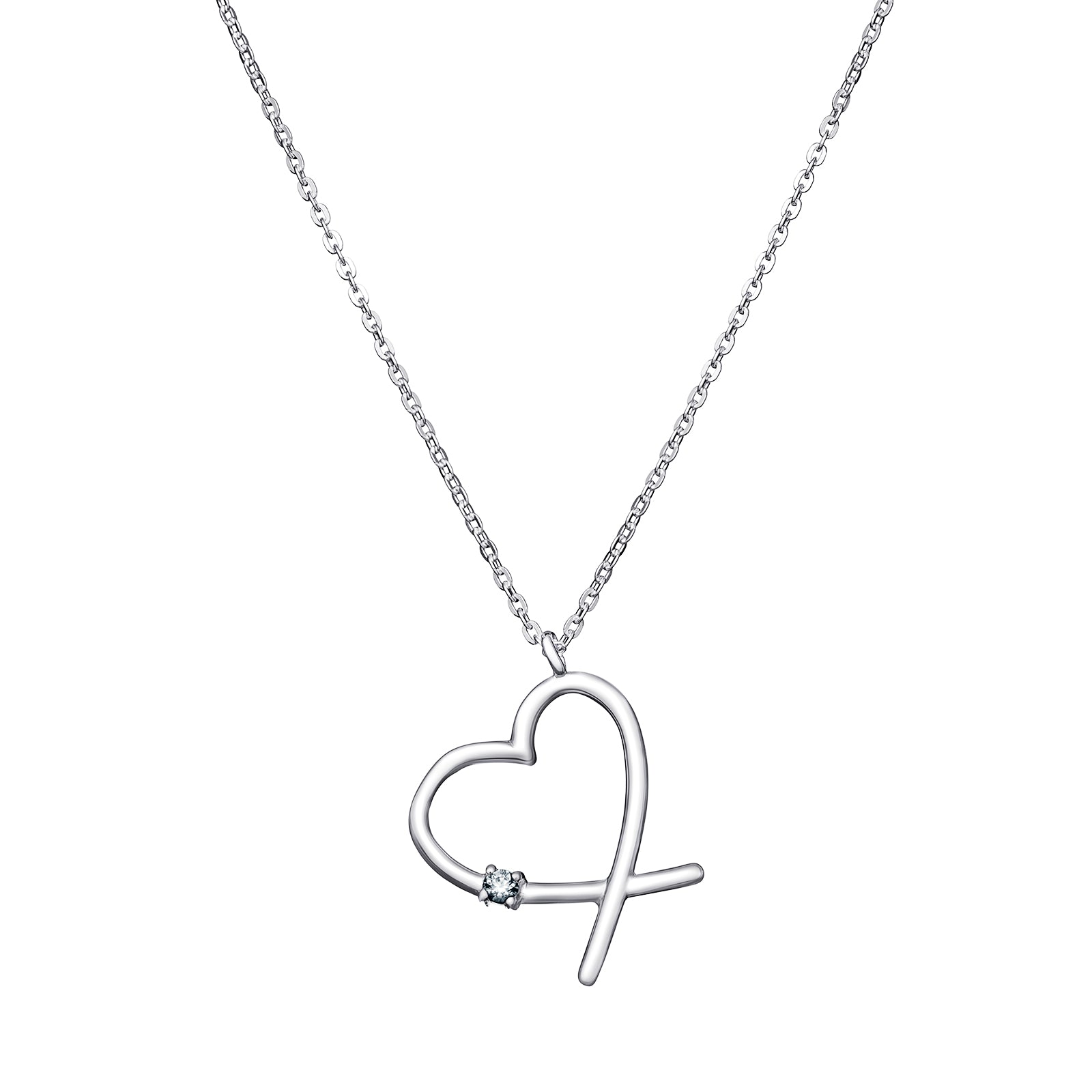 Sterling Silver CZ Abstract Heart Necklace - More Than Just a Gift | Narborough Hall