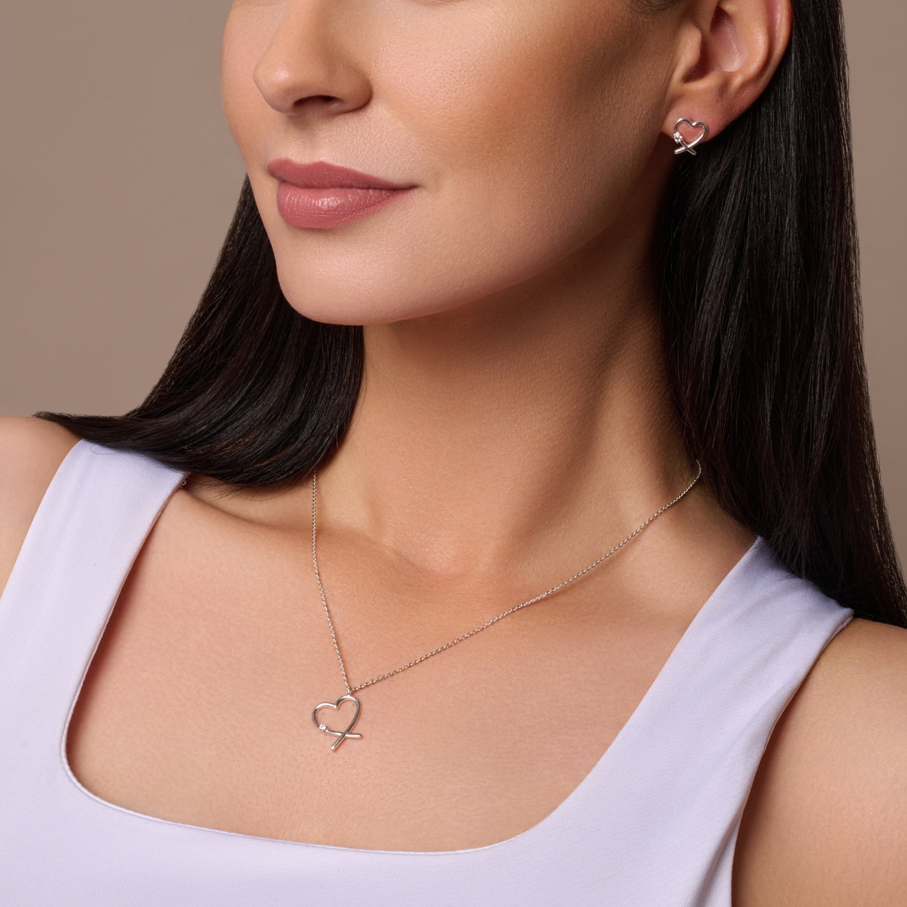 Sterling Silver CZ Abstract Heart Necklace - More Than Just a Gift | Narborough Hall