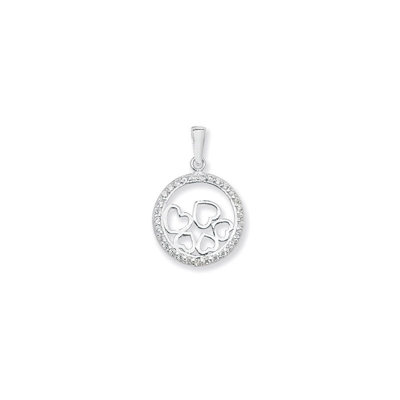 Sterling Silver Circle CZ Pendant With Hearts - More Than Just a Gift | Narborough Hall