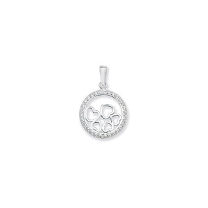 Sterling Silver Circle CZ Pendant With Hearts - More Than Just a Gift | Narborough Hall
