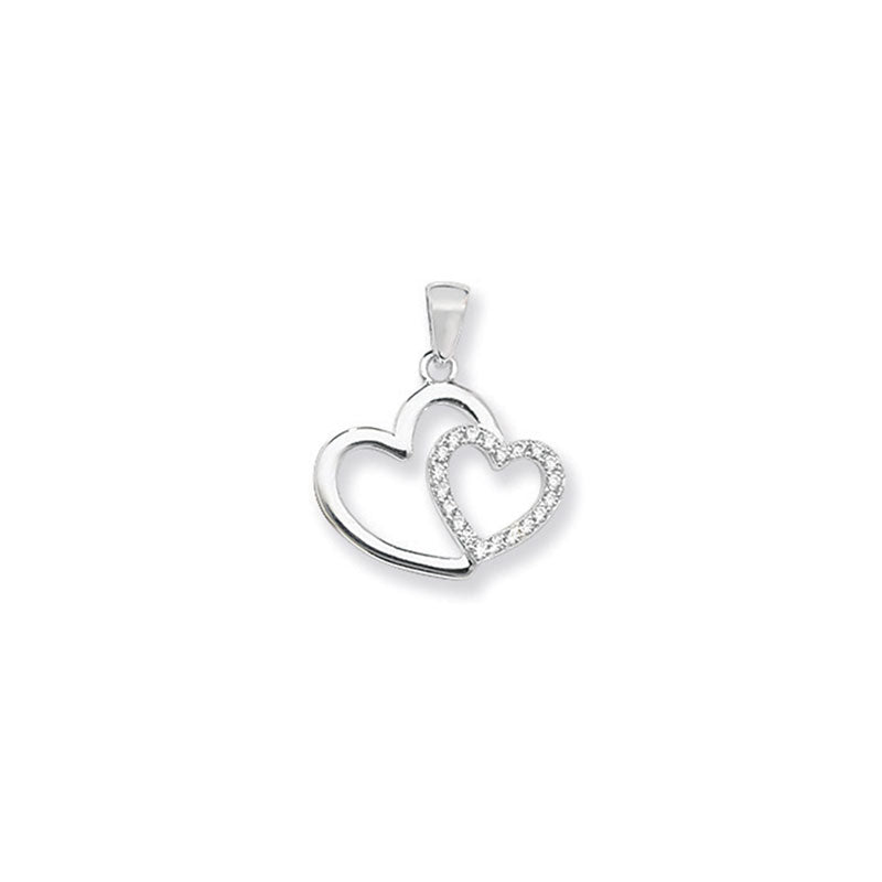 Sterling Silver Double Cz Heart Pendant - More Than Just a Gift | Narborough Hall