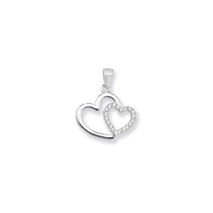 Sterling Silver Double Cz Heart Pendant - More Than Just a Gift | Narborough Hall