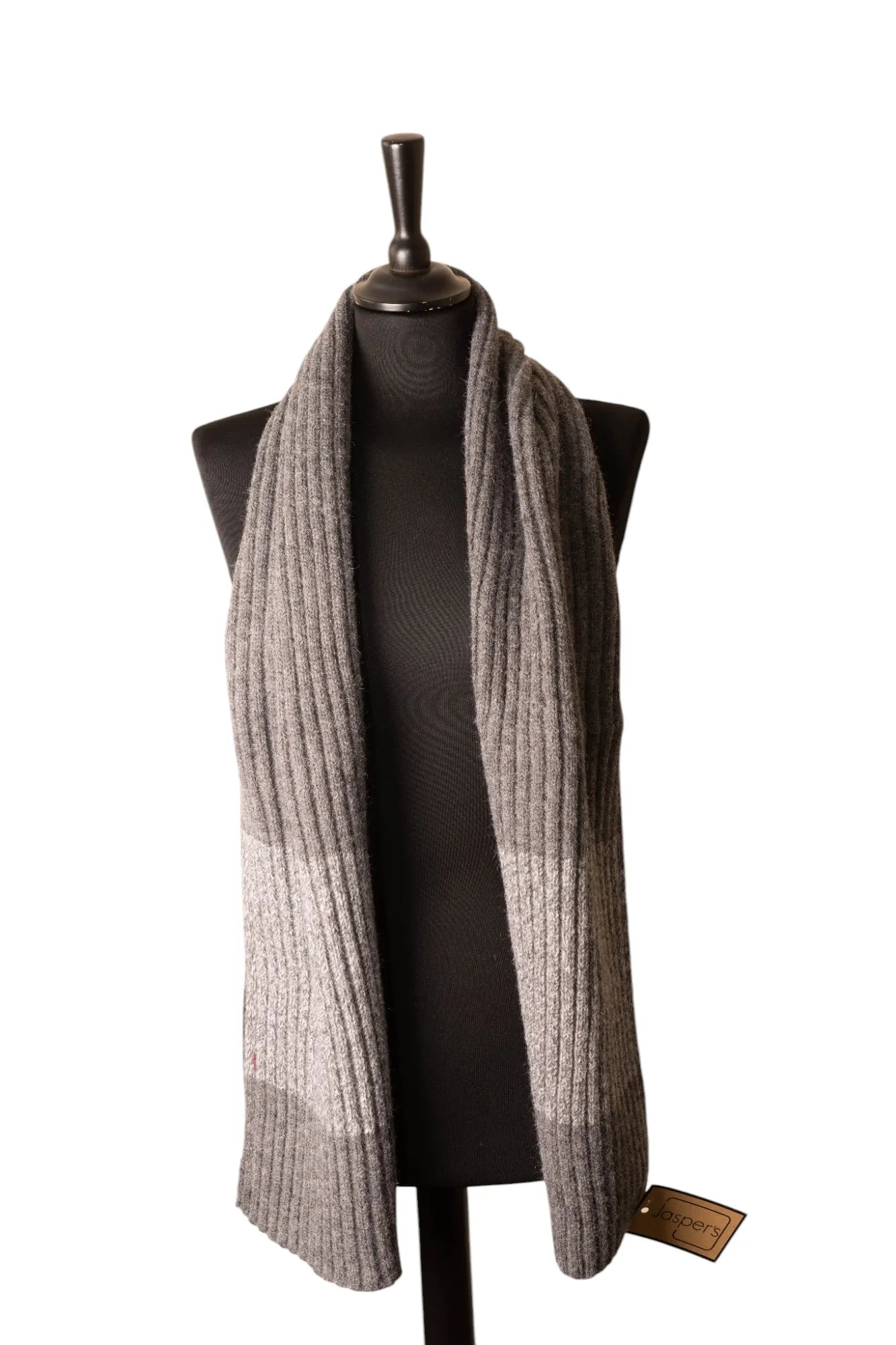 Grey Rib Knit Men's Scarf