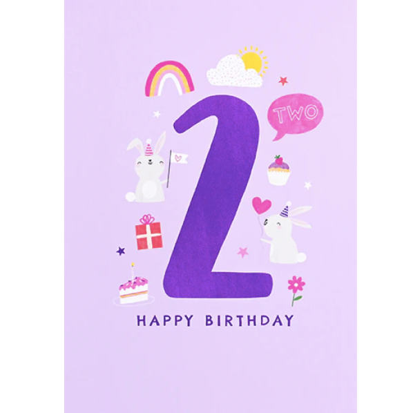 First Chapter Girl Age 2 Happy Birthday Card