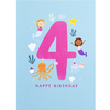 First Chapter Girl Age 4 Happy Birthday Card