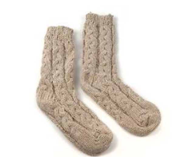 POM. Light Beige Chunky Cable Knit Cozy Socks